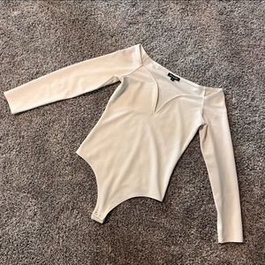 White express top - bodysuit - long sleeve - deep v neck - size S